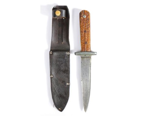 Sheaf Knife by George Butler &amp; Co, Sheffield, England, steel Bowie type blade marked with makers details, alloy crossguar