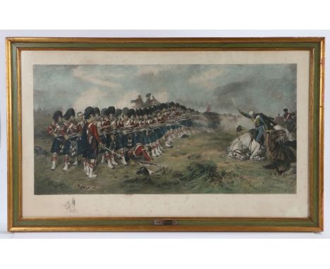 Framed Print, 'The Thin Red Line', depicting the 93rd repelling the Russian cavalry at Balaclava, 70 cm x 34 cm