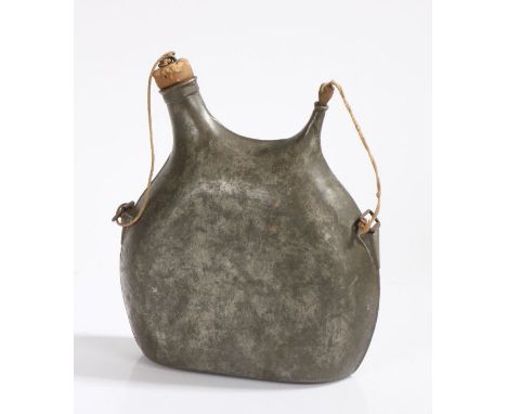 First World War French water bottle, aluminium, with cork stopper in spout