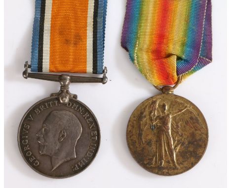 First World War pair of medals, 1914-1918 British War Medal and Victory Medal (57684 PTE. 1. A. BROWN R.A.F.), records show&n