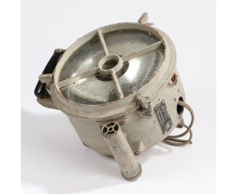 Second World War German Kriegsmarine 20cm marine signal lamp by Karl Zeiss (manufacturer code 'blc'), the grey body with meta
