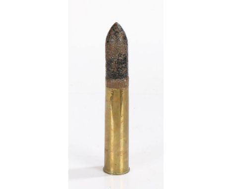 Second World War British 2 Pdr projectile and shell case, base of case dated 1937 with stamped broad arrow