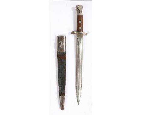 British 1888 Pattern Bayonet, crown over 'VR' with date 1 '97 to one side of ricasso, broad arrow with 'WD' and Enfield inspe