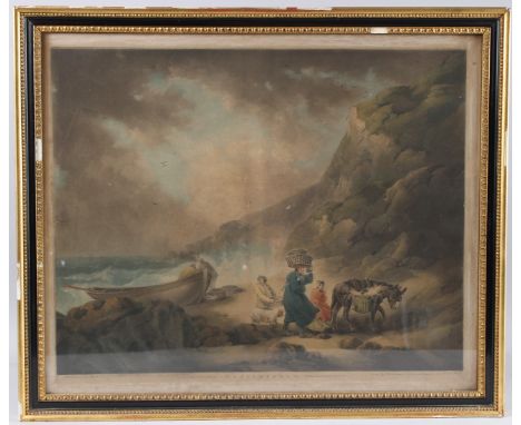 JAMES WARD (1769-1859) AFTER GEORGE MORLAND, 'Smugglers', publ Nov 1 1793 by I R Smith, King Street, Covent Garden, hand colo