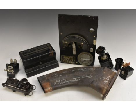 World War Two - RAF, a 24 Volts Type VI Distributor, Ref. No. 5D/664, 16cm wide; an aircraft engine manifold, signed by the c