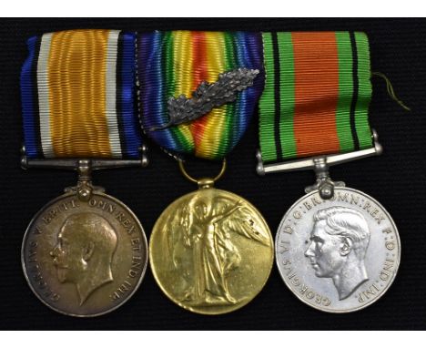 Medals, World War One and Two, group of three: Campaign and Victory Medals - latter with oak leaves - named to 4427 Pte. F.E.