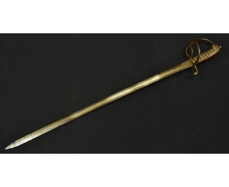 An 1821 pattern Light Cavalry officer's sword, 75.5cm fillered blade, steel guard, wire-bound shagreen grip, 89.5cm long over