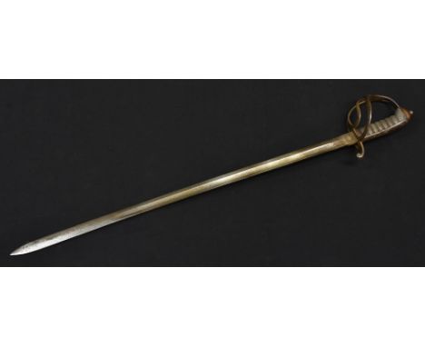 An 1821 pattern Light Cavalry officer's sword, 75.5cm fillered blade, steel guard, wire-bound shagreen grip, 89.5cm long over