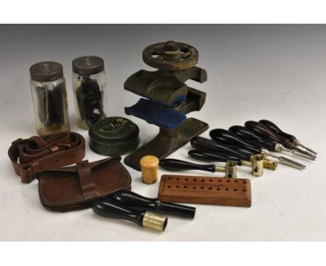 Firearms Equipment - an A. G. Parker &amp; Co., Birmingham, The Bisley Rifle Vice; tools including cartridge making, gun clea