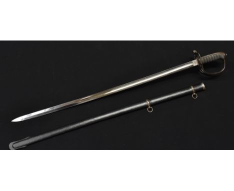 An 1827 pattern Light Infantry officer's sword, 83.5cm straight fullered blade inscribed Rifles and etched with crowned VR ci