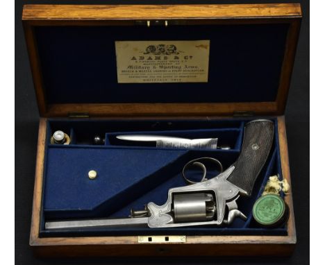 A 19th century Adams' patent five-shot double-action percussion revolver, 12cm sighted barrel inscribed Adams & Co, London, t