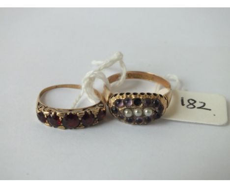 Antique garnet 5 stone half hoop ring and another 4.7gm    