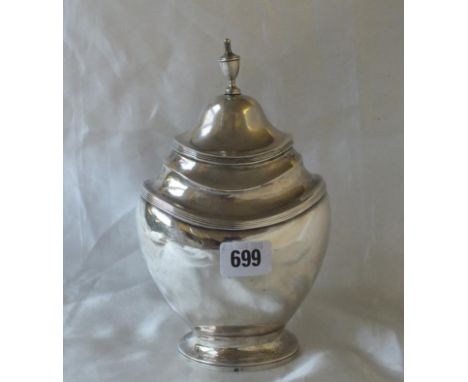 PORTUGUESE VASE SHAPED TEA CADDY with lift off cover with vase finial, 8” over all Lisbon by EH 605g.     