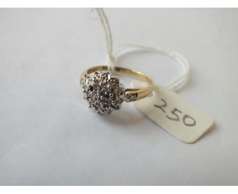 Diamond cluster ring set in 9ct. size N      