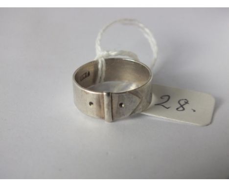 Antique Victorian silver buckle ring – size O – Hallmarked 1886   