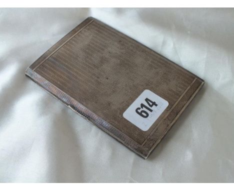Rectangular engine turned cigarette case, 3.5” wide B’ham 1946 by DPM 200g.         