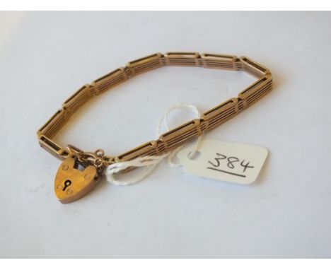 9ct gate link bracelet with heart padlock – 11gm     