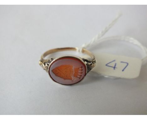 Antique 9ct intaglio ring Approx. N - 2.6g inc     