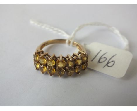 9ct Two row citrine ring – Size O       