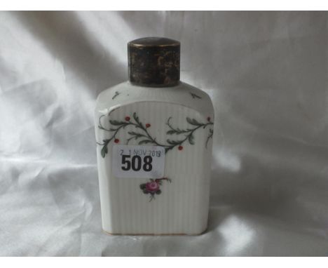 China floral decorated tea caddy with screw on cover, 4.5”  high Lon 1884          