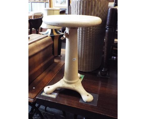 An original industrial Singer Sewing machine adjustable stool on cast iron base
