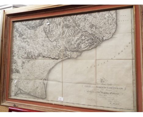 An early 19thC map of the coast of Kent and Sussex into the Straits of Dover by W. MUDGE, engraved by THOMAS FOOT and dedicat