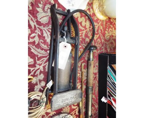 A vintage Dunlop Junior copper and steel foot pump