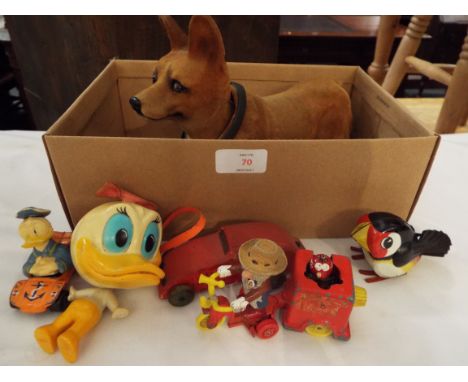 Miscellaneous early toys to include two Corgi 'Magic Roundabout' diecast vehicles, a Walt Disney talking 'Daisy Duck', a nodd