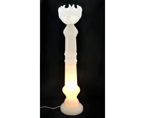 Alabaster carved Jardiniere electric lamp