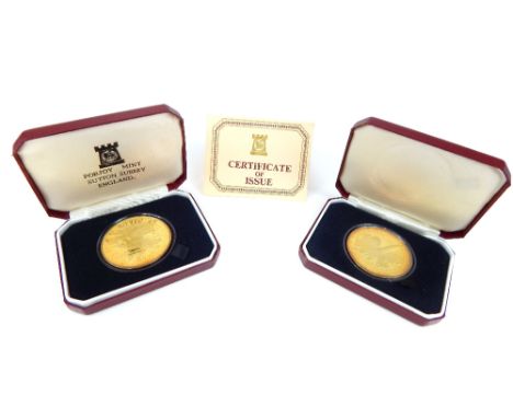 Concorde memorabilia; Pobjoy Mint coins to commemorate the first passenger flight of Concorde from London to Washington 1976,