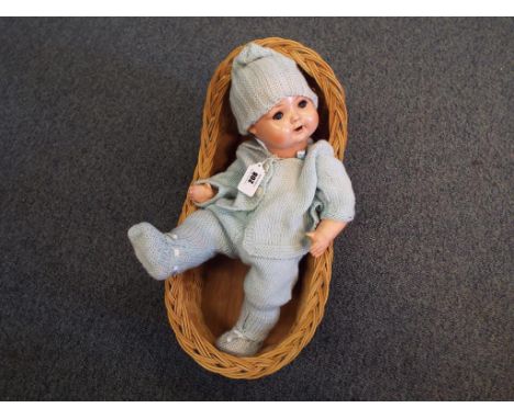 Dolls - an H W Competition doll with sleeping glass eyes, open mouth displaying ceramic front teeth, jointed limbs with a wic