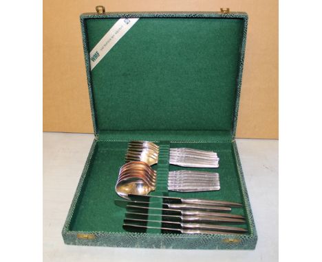 A vintage WMF cased cutlery set: with Art Nouveau design to handles. 