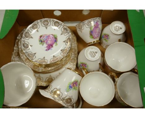 Ashley Pinkie tea set: to include 6 cups, 6 saucers, 6 side plates, sugar bowl and milk jug 