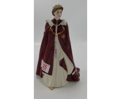 Royal Worcester figrine The Queens's 80th Birthday 2006: Dressed in robes of the order of British Empire 