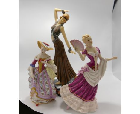 A large Art Deco figurine: together with Franklin Mint figure and one similar (3) 