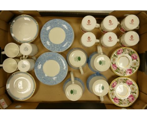 Royal Worcester Royal Garden cups &amp; saucers:together with Portmerion Brittany Denim cups &amp; saucers etc 