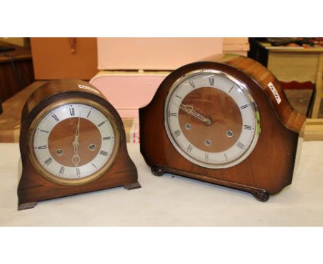 Two Art Deco mechanical mantle clocks: with key and pendulum 
