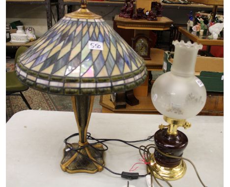 Tiffany Style Large Lamp &amp; Shade: together with Oil Lamp Theme similar item, tallest 60cm(2) 