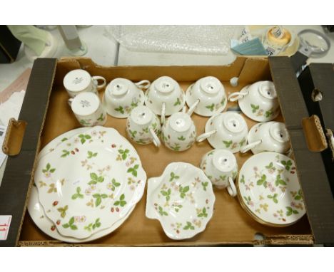 Wedgwood wild strawberry tea ware: to include cups, saucers, sandwich plate etc 