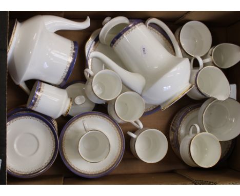 A collection of Paragon Sandringham pattern tea ware items: teapot, coffee pot, side plates, cups and saucers etc (1 tray). 