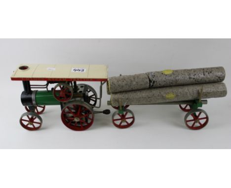 Mamod TE1A steam tractor: together with lumber wagon and cargo. 
