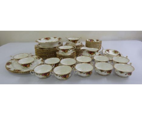 Royal Albert Old Country Roses dinner service to include plates, bowls, sauce boat and serving dishes  (71)