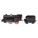 Bub B-Dampflok, mit 2A-Tender, Spur 1, Uhrwerk intakt, CL, LS und Gebrauchsspuren, Z 3
