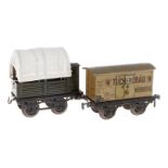 Planewagen und Bierwagen, Spur 1, uralt, Plane und 2 DT ersetzt, 1 Dach nachlackiert, L 15, Z 3