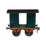 Bing ged. Güterwagen, Spur 1, uralt, HL, mit 2 TÖ, Dach farbl. rest., 1 Kupplung fehlt, LS und