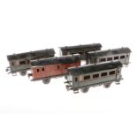 5 Märklin Wagen, Spur 1, 4x 1874, 1x 1875, CL, LS, L 24,5, Z 3