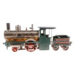 Eigenbau A-1 Dampflok, mit 2A-Tender, Spur 1, spiritusbetrieben, mit alten Bing Teilen nachgebaut,