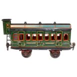 Märklin Abteilwagen 1866, Spur 1, uralt, 6 AT, mit Inneneinrichtung, BRHh, Ola mit 3 imit.