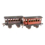 2 Bing Personenwagen, Spur 1, CL, Dächer farblich rest., L 19, Z 2-3