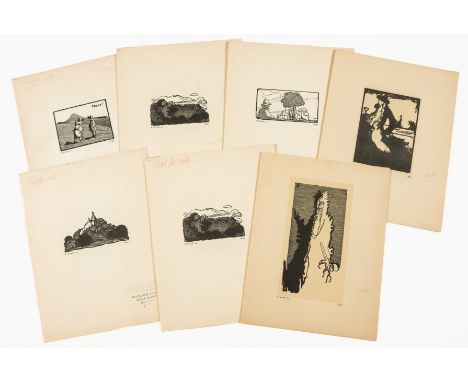 Craig (Edward Gordon) 51 proof plates for "Woodcuts and Some Words", 51 wood-engravings on 26 loose sheets, a few duplicates,